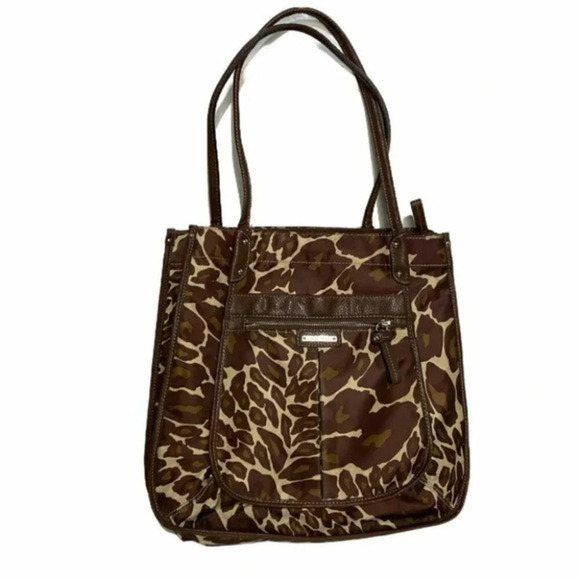 Nine West‎ nylon leopard tote with leather trim - Picture 1 of 13